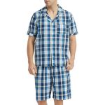 Royal Blue Plaid Men's Cotton Pajama Set