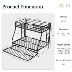 SUNLEI Twin Over Full Bunk Bed with Trundle
