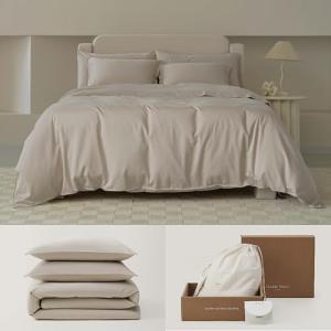 Queen Double Stitch Cotton Tencel Duvet Cover Set