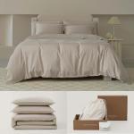 Queen Double Stitch Cotton Tencel Duvet Cover Set