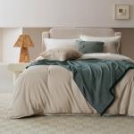 Queen Double Stitch Cotton Tencel Duvet Cover Set