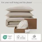 Queen Double Stitch Cotton Tencel Duvet Cover Set