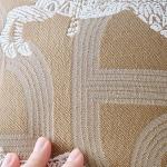 Beige H Letter Embroidered Throw Pillow Cover