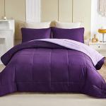 Reversible Queen Comforter Set in Deep Purple/Lilac
