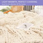 Cozy Beige Chunky Knit Throw Blanket - 40x60 inches