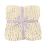 Cozy Beige Chunky Knit Throw Blanket - 40x60 inches