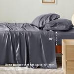 Bedsure GentleSoft Queen Sheet Set, Cooling Sheets for Queen Size Bed Set, Rayon Derived from Bamboo, Breathable & Soft, Deep Pocket Up to 16", Hotel Luxury Silky Bedding for Hot Sleepers, Dark Grey