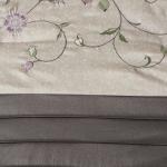 Madison Park Serene Faux Silk Comforter Set - Floral Embroidery Design, All Season Bedding Set, Matching Bed Skirt, Decorative Pillows, Purple King(104"x92") 7 Piece