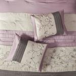 Madison Park Serene Faux Silk Comforter Set - Floral Embroidery Design, All Season Bedding Set, Matching Bed Skirt, Decorative Pillows, Purple King(104"x92") 7 Piece