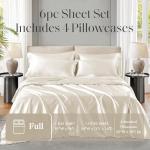 Luxury Satin Sheet Set - Full, Ivory, 6 Piece