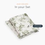Cottagecore Floral Pillowcases Set of 2, Sage Green