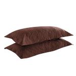 Brown Embroidered Microfiber Pillow Shams Set