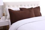 Brown Embroidered Microfiber Pillow Shams Set