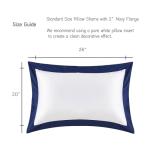 White Cotton Pillow Shams Set with Navy Border
