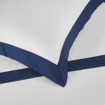 White Cotton Pillow Shams Set with Navy Border