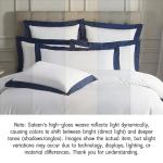 White Cotton Pillow Shams Set with Navy Border