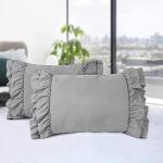 Chic Ruffle Pillow Shams - Queen Size Gray