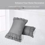 Chic Ruffle Pillow Shams - Queen Size Gray