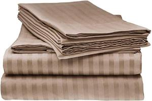 Exotic Taupe Linen Twin Bed Sheet Set