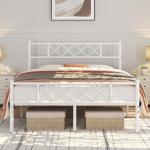 Yaheetech Queen Metal Platform Bed Frame - White