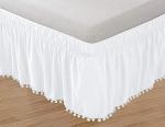 Cozy White Ruffle Bed Wrap for Queen/King
