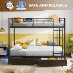 Twin Over Twin Metal Bunk Bed with USB & Drawers
