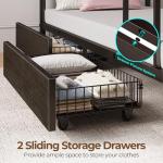 Twin Over Twin Metal Bunk Bed with USB & Drawers