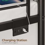 Twin Over Twin Metal Bunk Bed with USB & Drawers