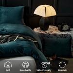 Peacock Blue Flannel Velvet King Duvet Set
