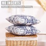 Boho Navy Blue and White Velvet Pillow Set