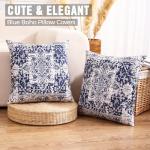Boho Navy Blue and White Velvet Pillow Set