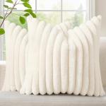 Plush Faux Fur Throw Pillow Covers Set of 2