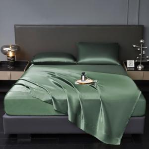 Emerald Green Satin Queen Bed Sheet Set