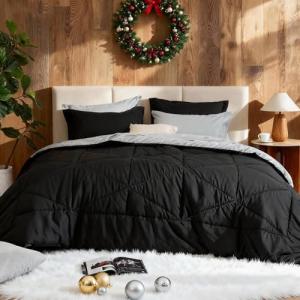 Reversible Black Queen Comforter Set - 7 Pieces