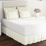Ruffled Ivory Pillow Shams with Embroidered Eyelet