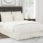 Ruffled Ivory Pillow Shams with Embroidered Eyelet