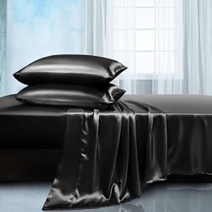 Manyshofu Black Satin Bed Linen Set - 4 Piece