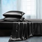 Manyshofu Black Satin Bed Linen Set - 4 Piece