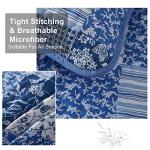 Blue Boho King Quilt Set with Floral Plaid