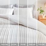 Boho White Duvet Cover Set, Queen Size