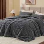Fluffy Grey Queen Comforter Set - Warm & Fuzzy