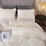 Plush White Shaggy Duvet Cover Set - Queen