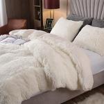 Plush White Shaggy Duvet Cover Set - Queen