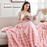 Blush Pink Faux Fur Throw Blanket - Soft & Cozy