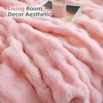 Blush Pink Faux Fur Throw Blanket - Soft & Cozy