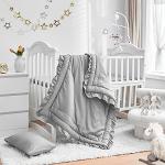 Cute Gray Ruffled 3-Piece Crib Bedding Set