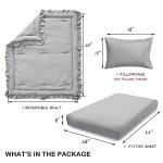 Cute Gray Ruffled 3-Piece Crib Bedding Set