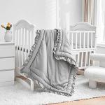Cute Gray Ruffled 3-Piece Crib Bedding Set