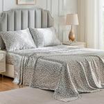 FreshCulture Satin Sheets Full Size - 4 Piece Luxury Soft Silky Full Size Bed Sheets, Similar to Silk Bed Sheet Set with 1 Deep Pocket Fitted Sheet, 1 Flat Sheet & 2 Pillowcases (Leopard)