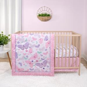 Peanutshell Pink Butterfly Crib Bedding Set